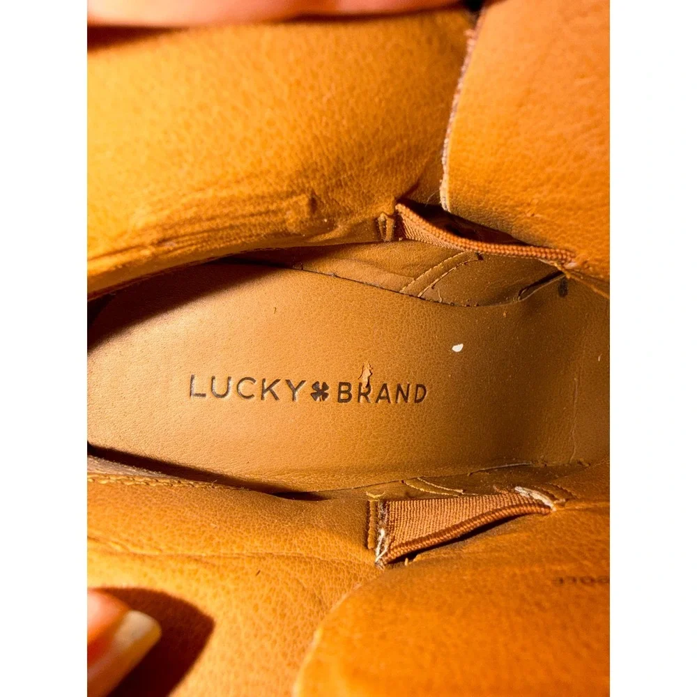 Lucky Brand Yohana Brown Suede Wedge Ankle Booties‎ Womens 8.5 M LK-YOHANA